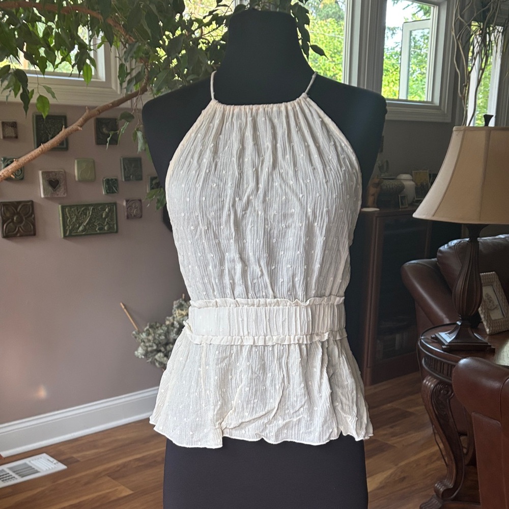 NWT Fanco sleeveless Elegant White Halter Top